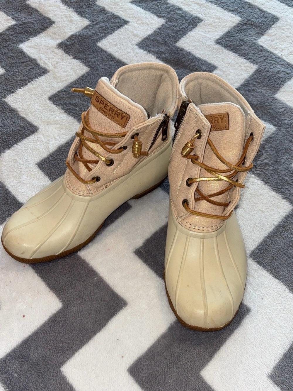 Sperry Saltwater Oat & Rose Gold Duck Waterproof Boots